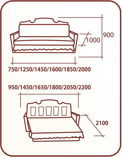 Прямой диван Аккордеон Бук 120 Радуга в Сарапуле - изображение 1